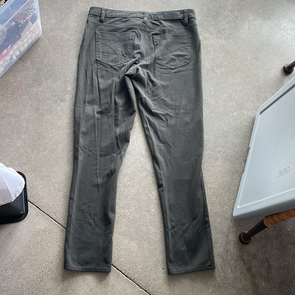 CALVIN KLEIN JEANS Army Green Taper Pants Stretch Logo Pockets Women's 10 - Picture 5 of 6